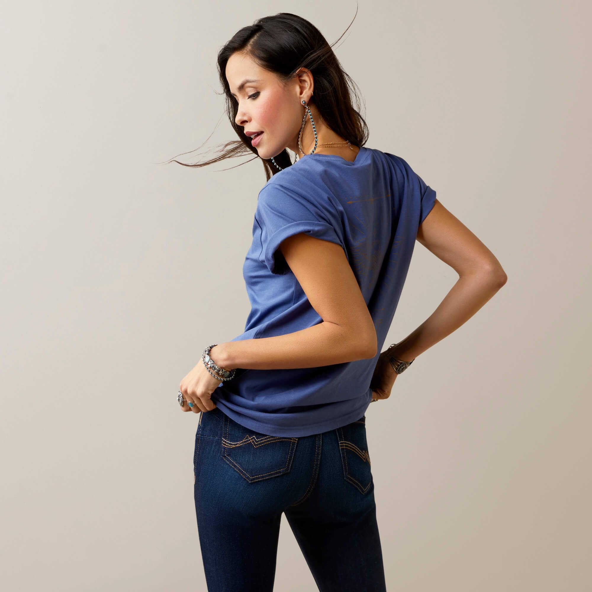 Womens Ariat Fly High Tee Tshirt - Coastal Fjord (6947628744781)