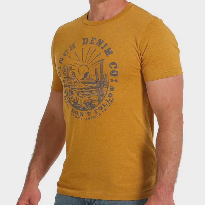 Mens Cinch Lead Don't Follow Desert Graphic Tee Tshirt - Gold (6924211912781)