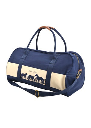 Thomas Cook Teresa Canvas Fabric Overnight Bag - Navy with Horses (6814424662093)