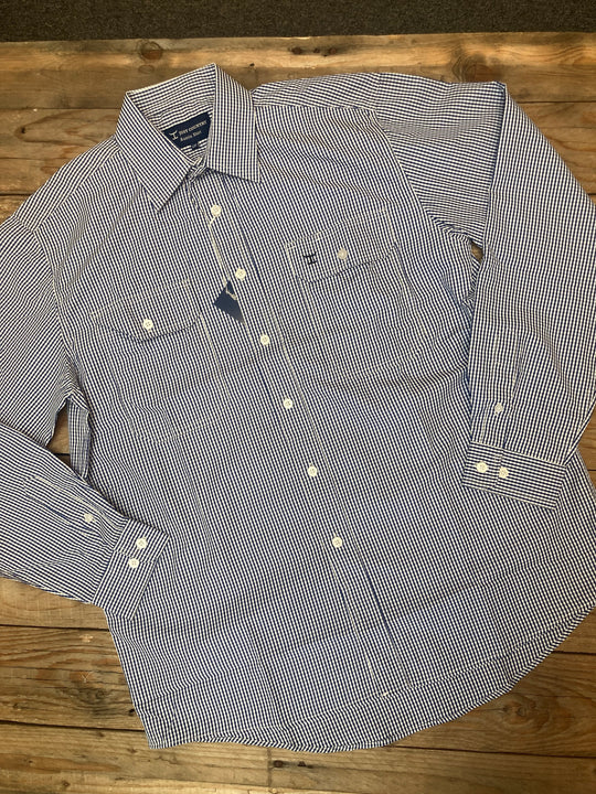 Mens Just Country Austin Full Button Workshirt - Navy or Cobalt / Whit ...