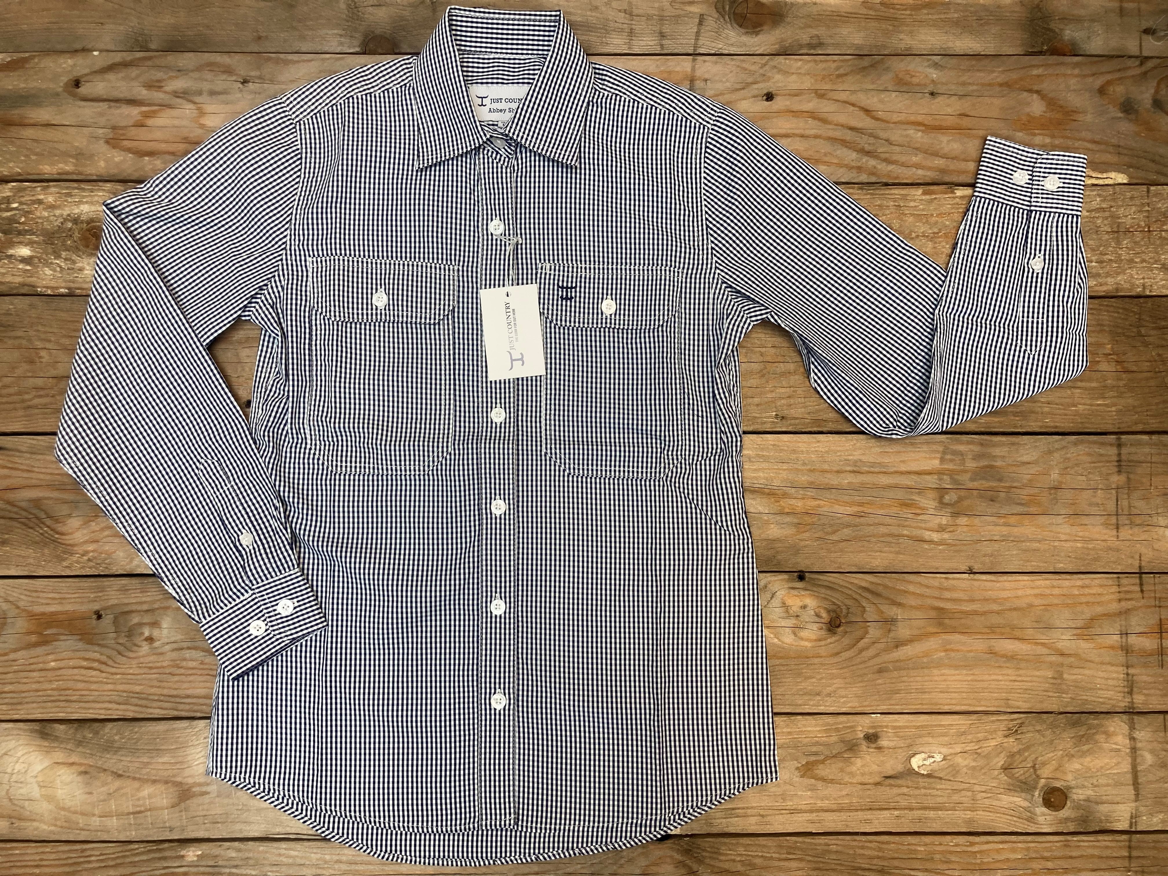 Womens Just Country Abbey Full Button Workshirt - Navy / White Mini Check (6859782127693)