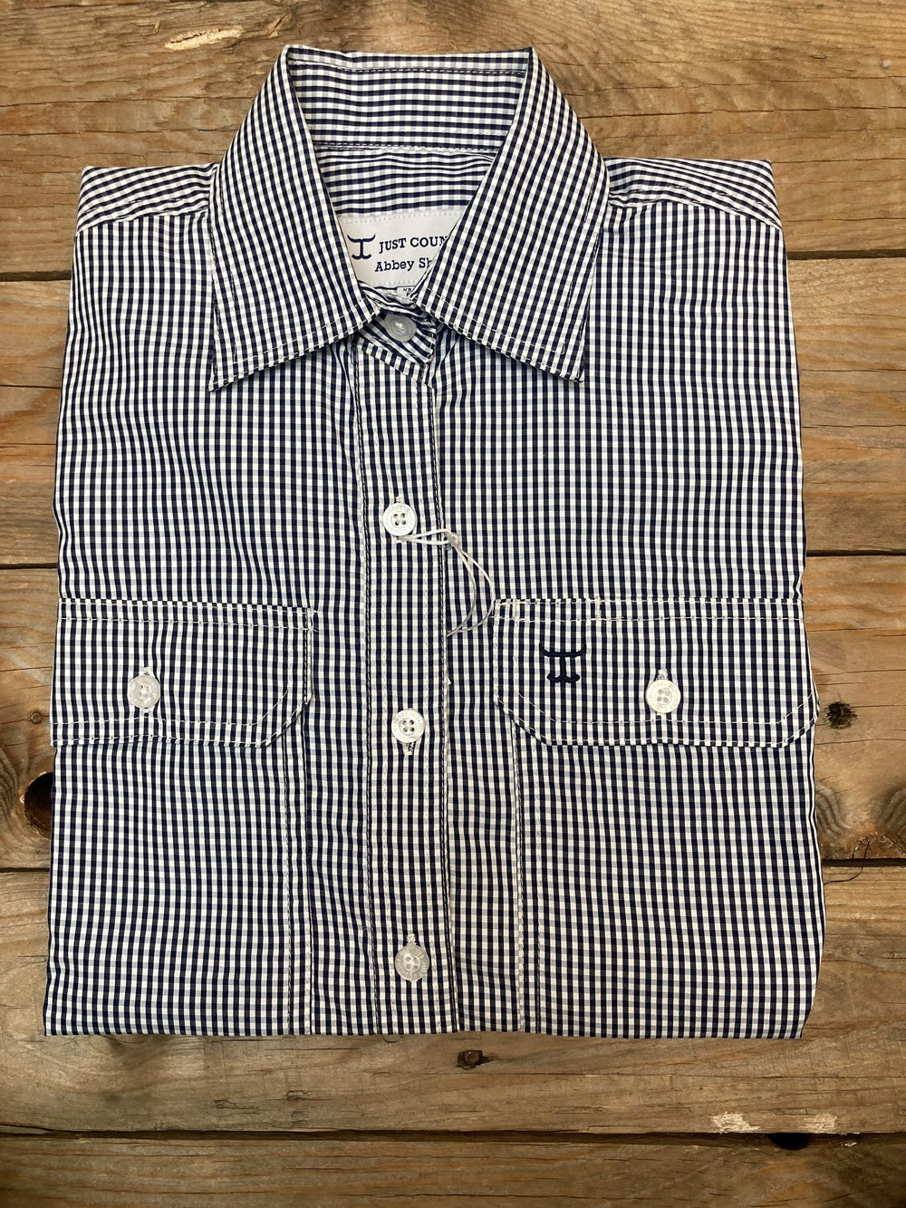Womens Just Country Abbey Full Button Workshirt - Navy / White Mini Check (6859782127693)
