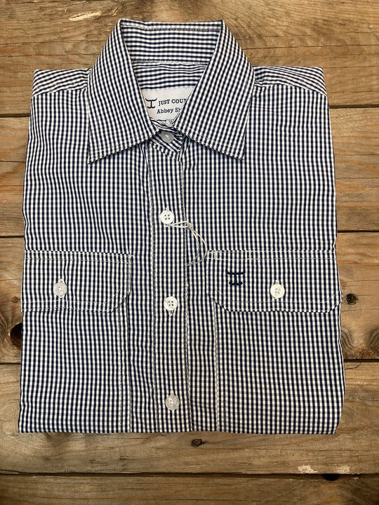 Womens Just Country Abbey Full Button Workshirt - Navy / White Mini Check (6859782127693)
