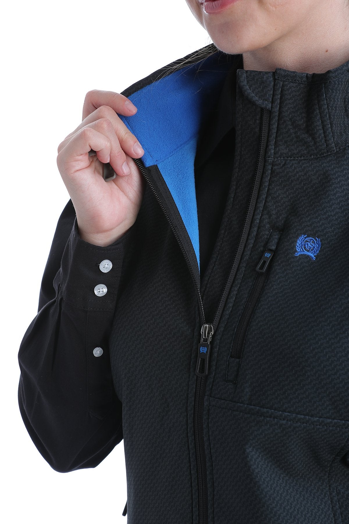 Womens Cinch Black/Blue Bonded Vest S20 (4913941315661)