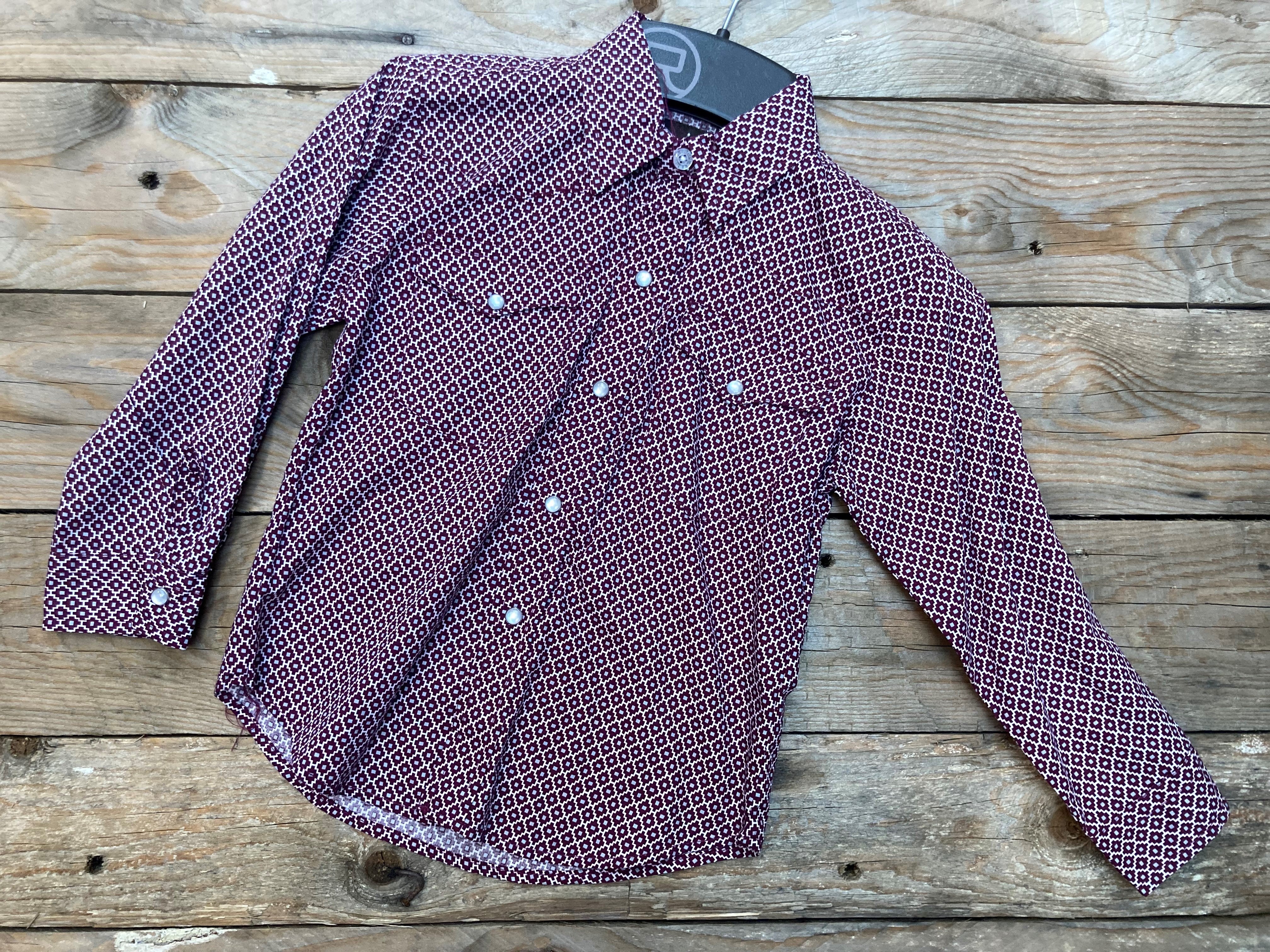 Boys Roper West Made Red LS Shirt w21 (6913512046669)