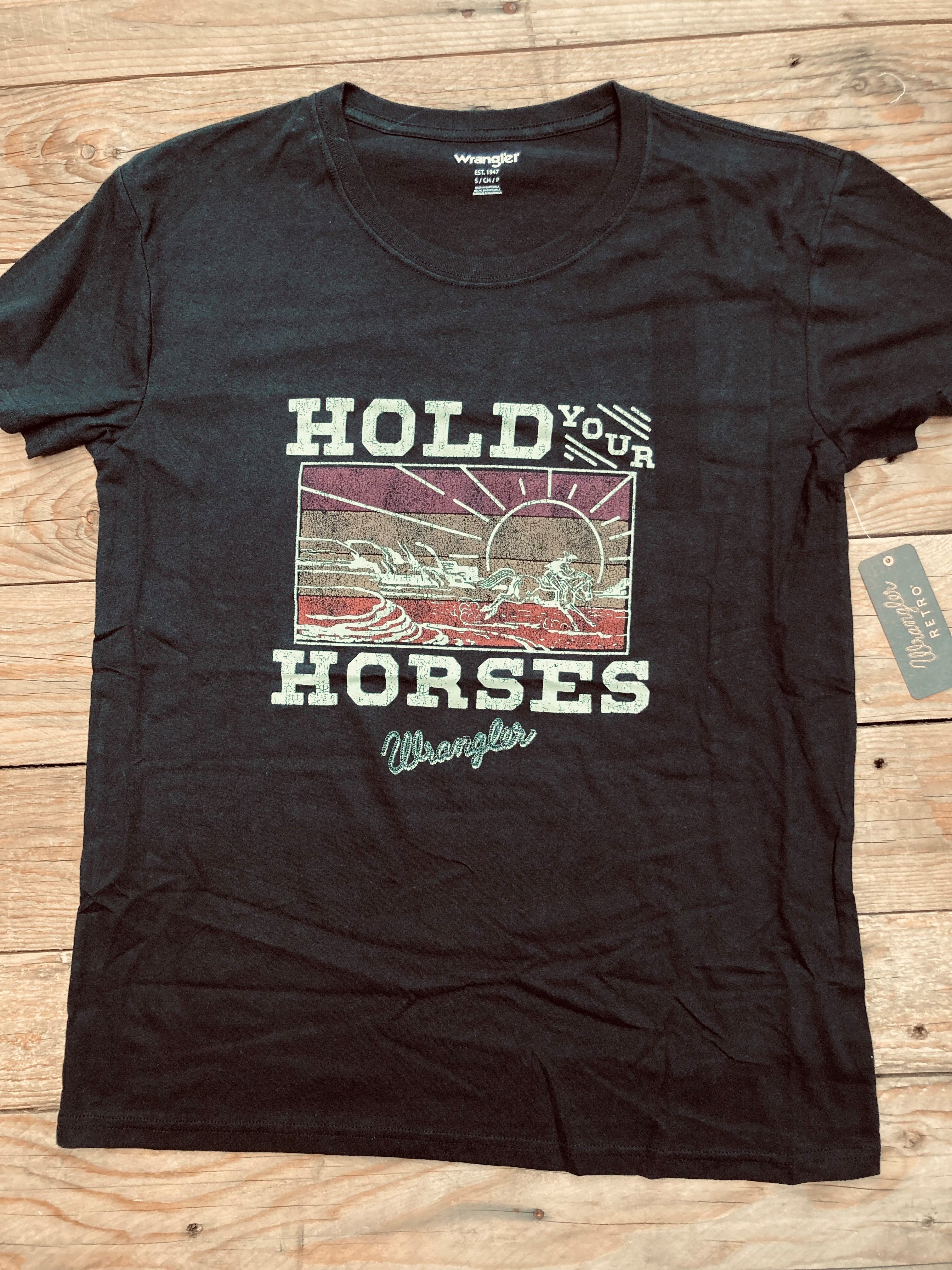 Womens Wrangler Boyfriend Fit Hold Your Horses Tee (6857361260621)