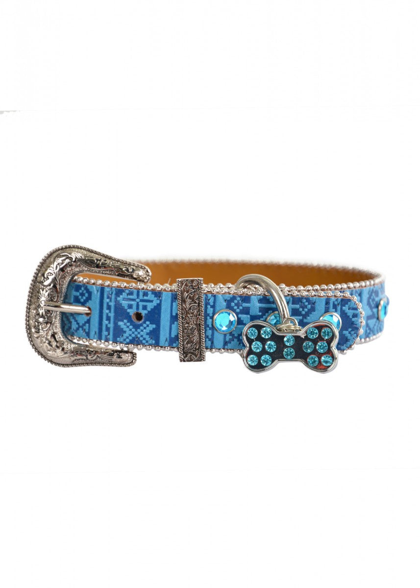 Pure Western Stevie Dog Collar- Blue (6641135091789)