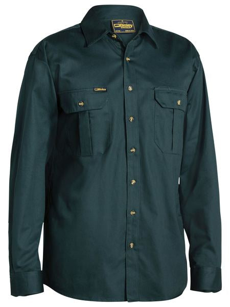 Mens Bisley Workshirt L/S Drill Full Button (6680789319757)