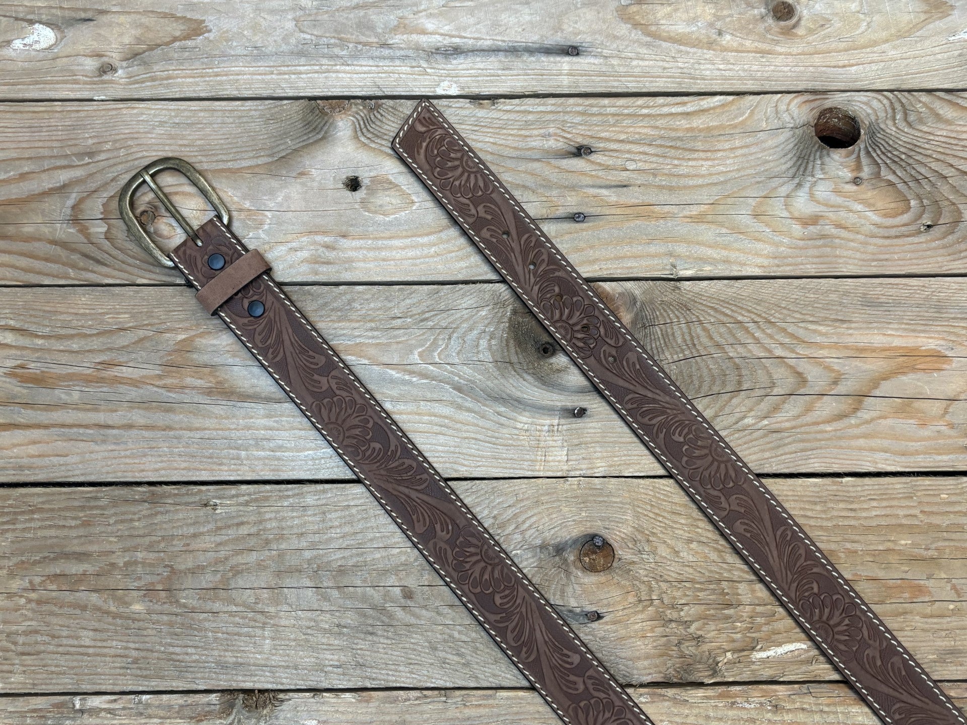 Womens Roper Distressed Leather Belt - Brown (7026889818189)