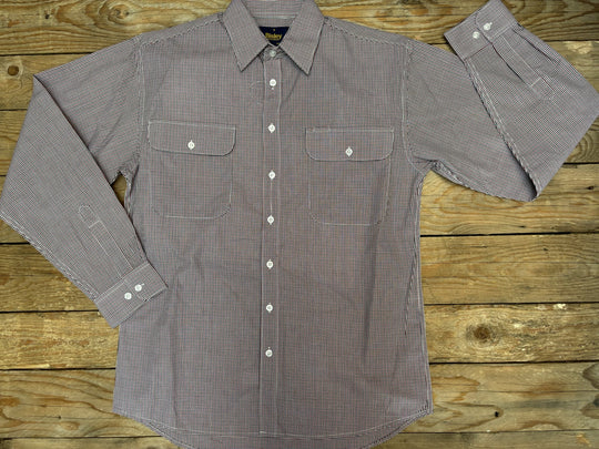 Mens Bisley Micro Check LS Shirt - Red (7012130553933)