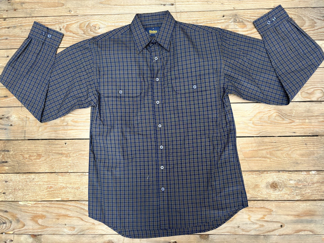 Mens  Bisley Small Check LS Shirt - Dark Navy (7012128456781)