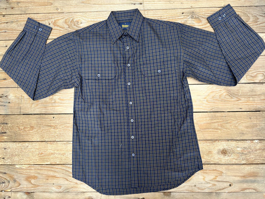 Mens  Bisley Small Check LS Shirt - Dark Navy (7012128456781)