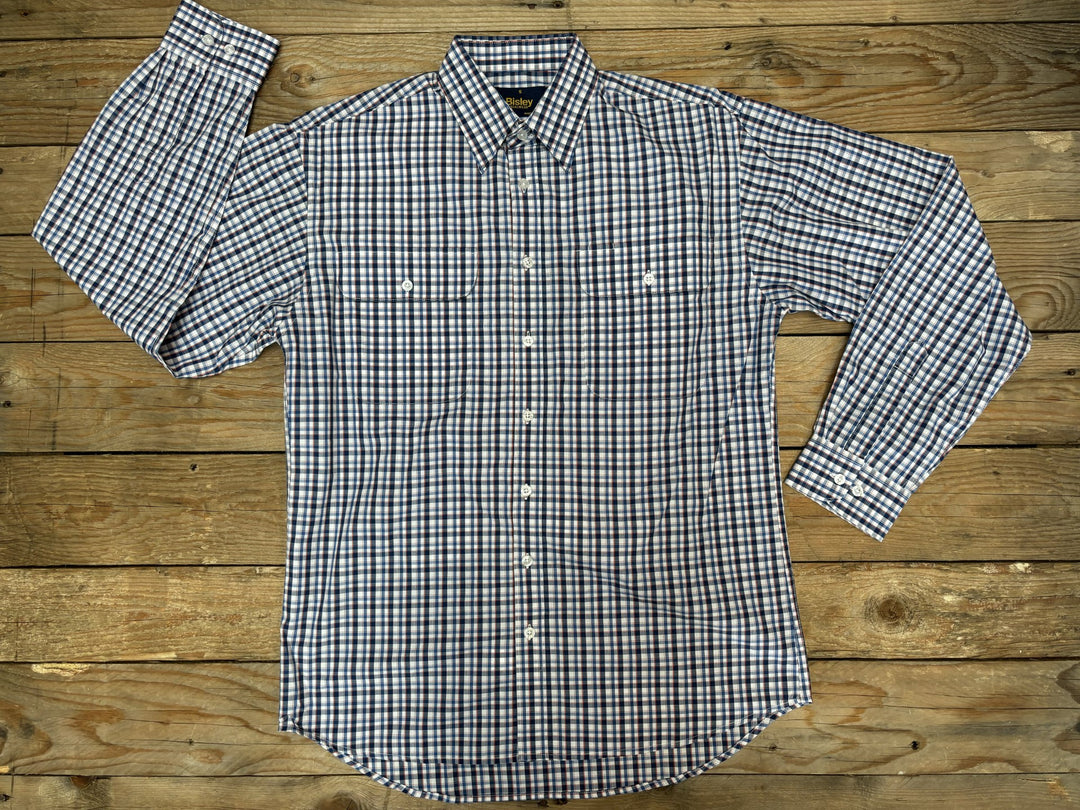 Mens Bisley Small Check LS Shirt - Blue mix (7012131504205)
