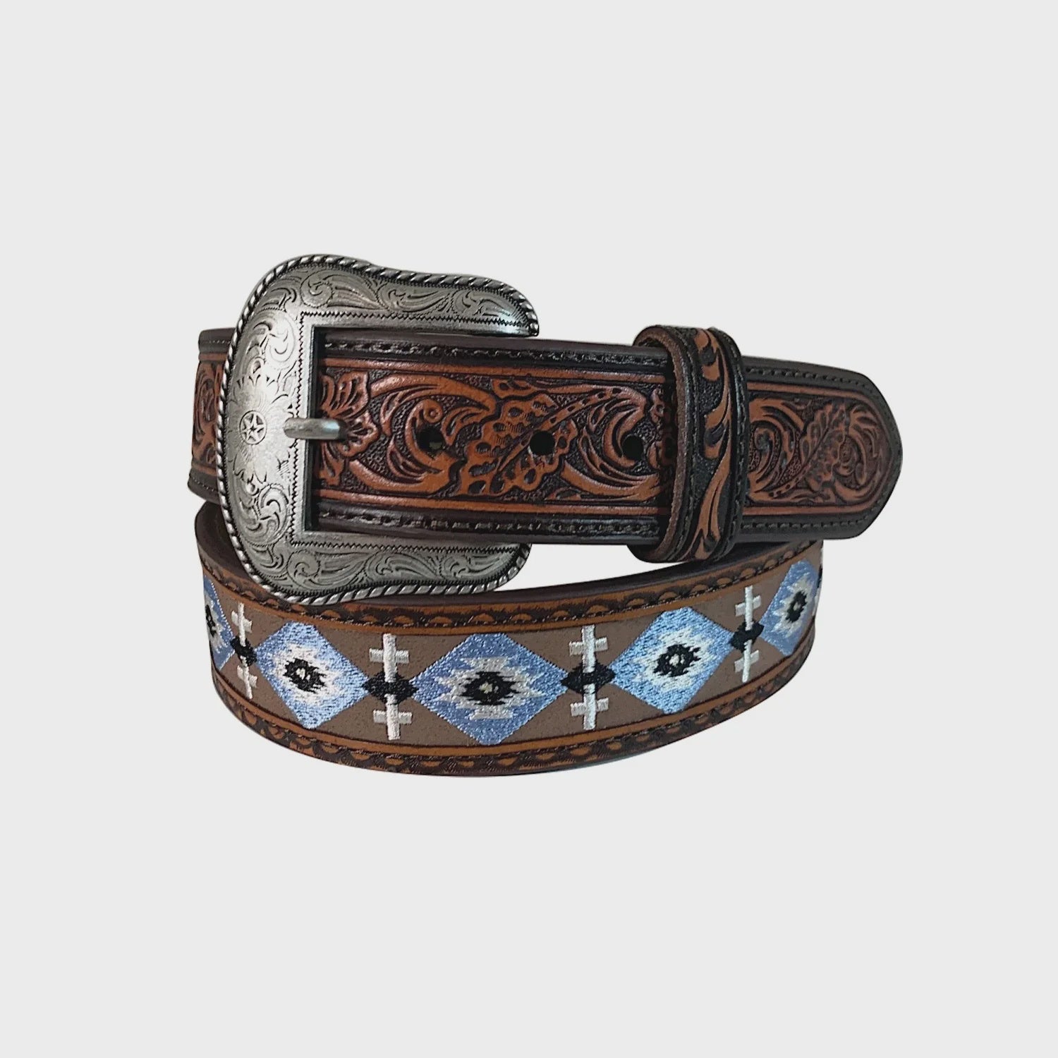 Mens Roper 1.5" Horse Blanket Genuine Leather Belt (6875939307597)