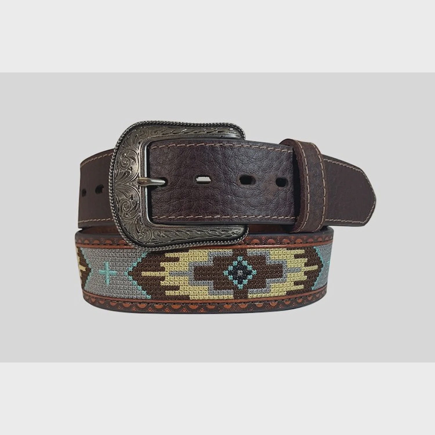 Mens Roper 1.5" Aztec Design Genuine Leather Belt (6875939078221)