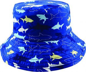 Kids Cotton Reversible Shark Bucket Hat (6697837822029)