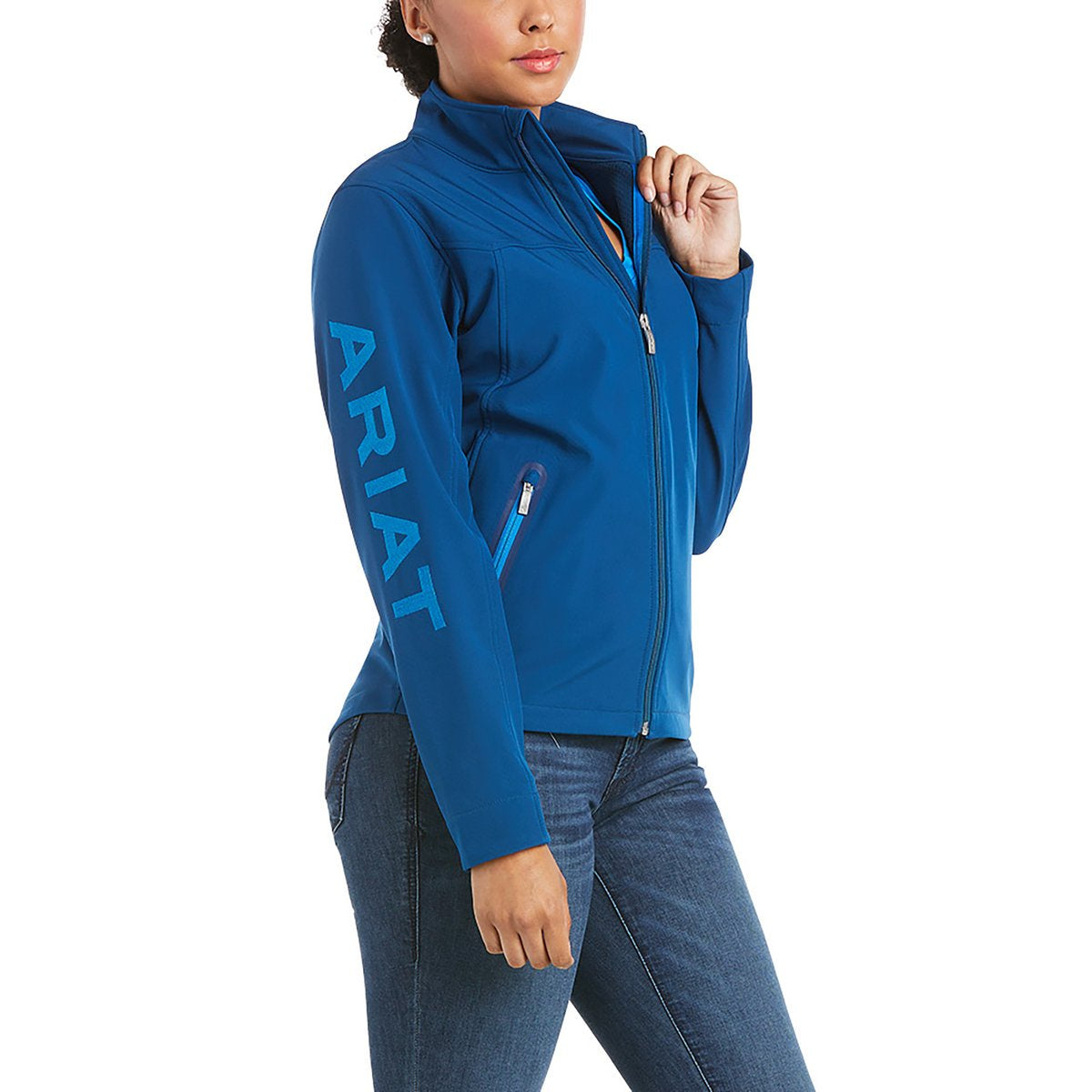 Womens Ariat New Team Softshell Jacket - Blue Opal (6613577072717)