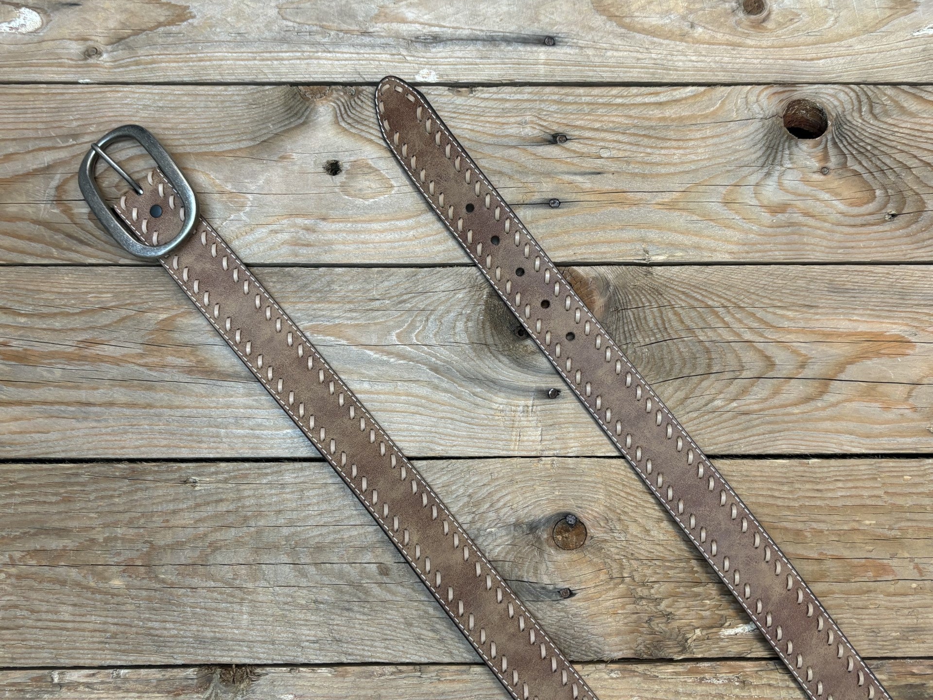Womens Roper Vintage Genuine Leather with Lacing Belt - Brown (7026889621581)