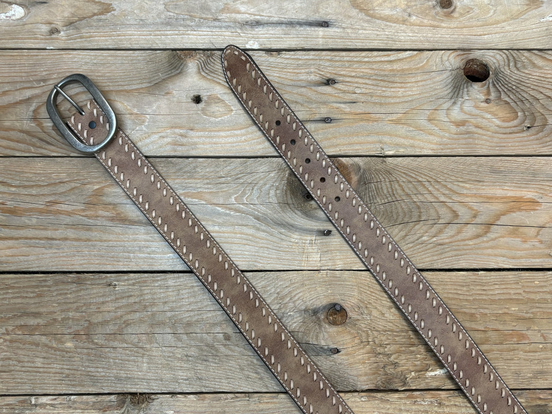Womens Roper Vintage Genuine Leather with Lacing Belt - Brown (7026889621581)