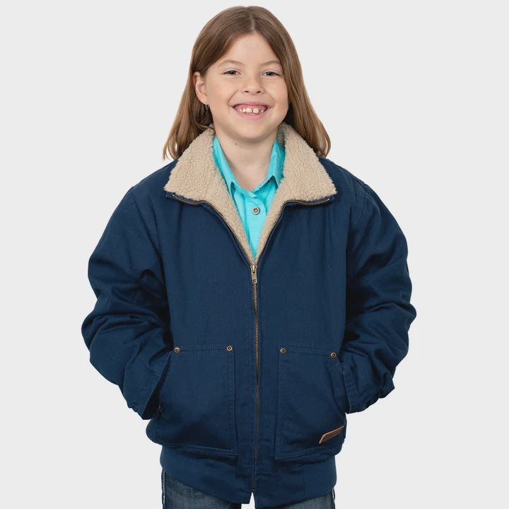 Kids Just Country Sherpa Diamantina Jacket - Khaki / Choc / Navy (6862980251725)