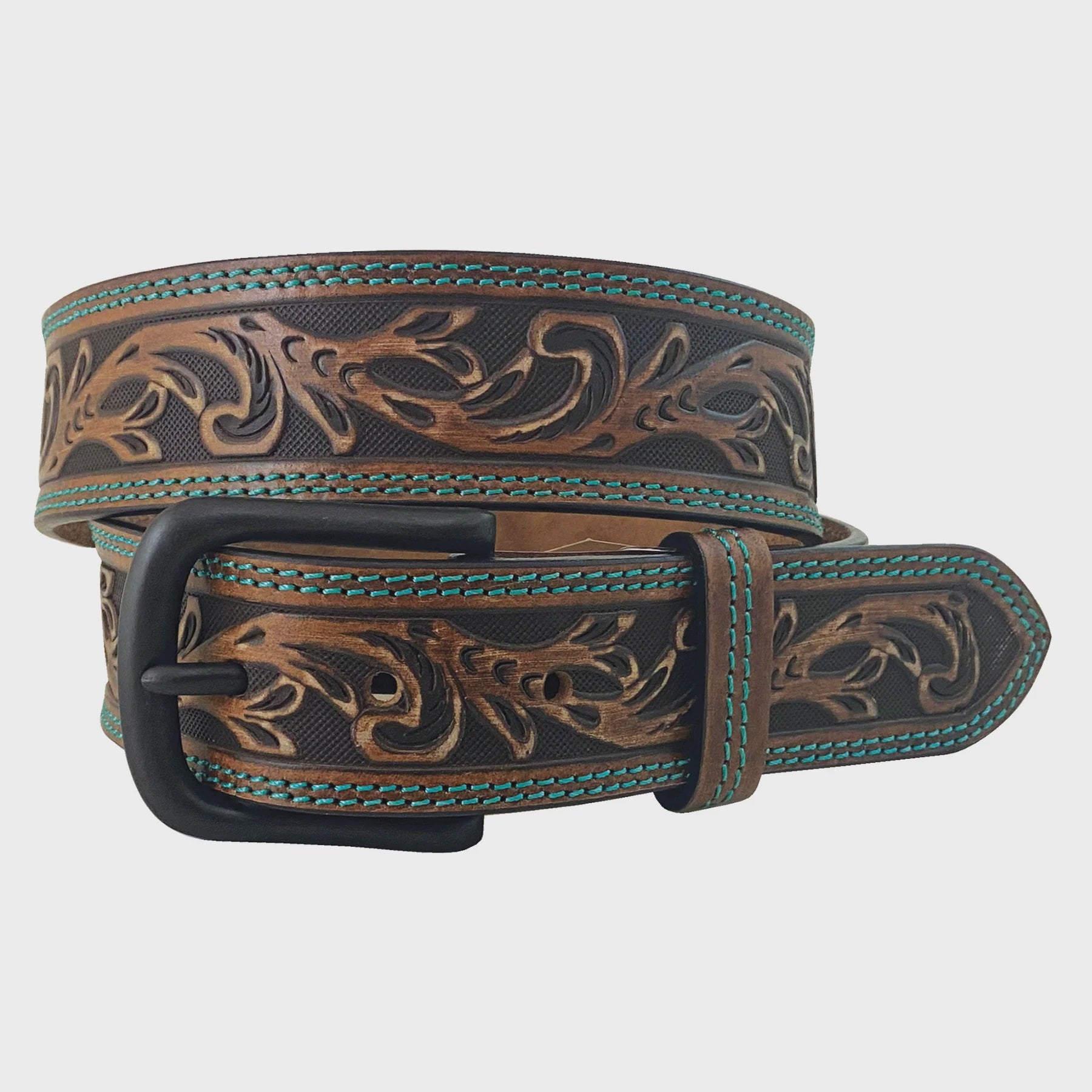 Womens Roper Bridle Buffalo Leather Belt - Brown (7025718919245)