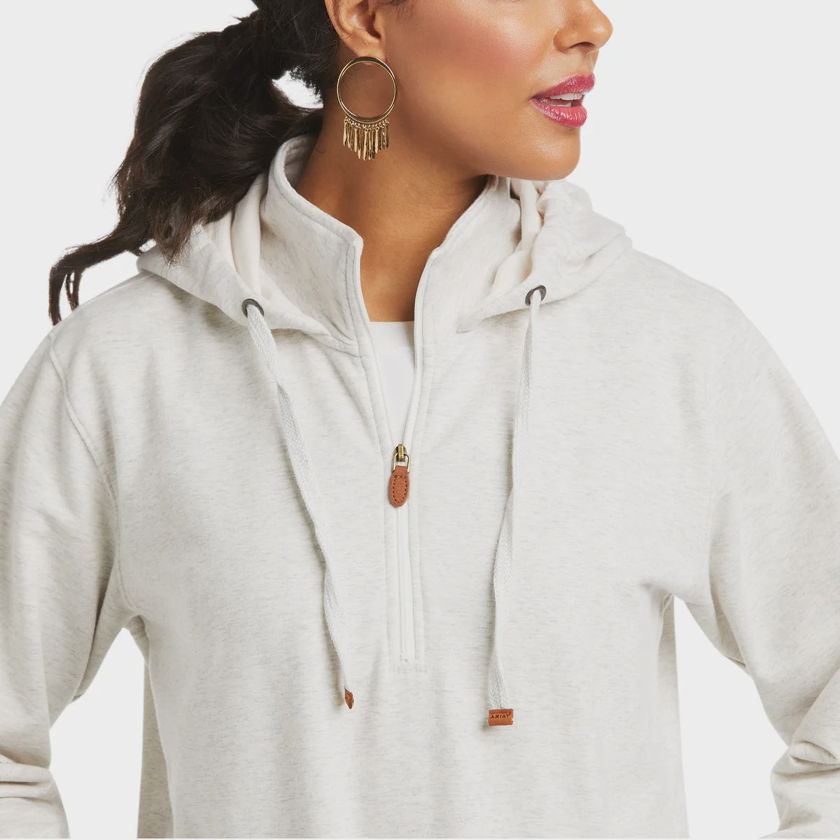 Womens Ariat REAL Elevated Hoodie - White Sand Heather (6759805190221)