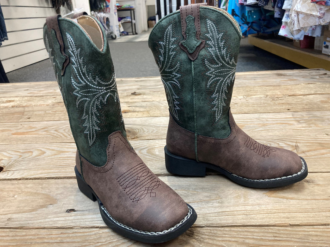 Kids Roper Jed Brown / Green Boot (6857133424717)