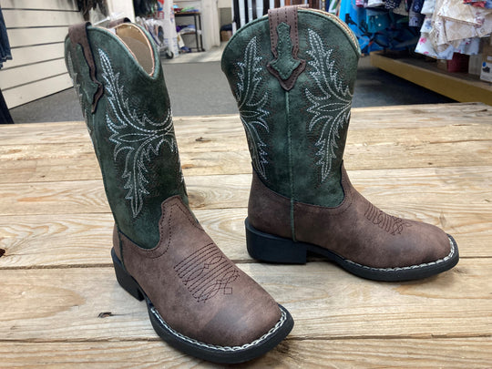 Kids Roper Jed Brown / Green Boot (6857133424717)