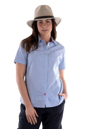 Womens Thomas Cook Kakadu Short Sleeve Shirt - Blue/White (6913499070541)