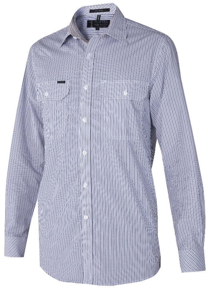 Mens Pilbara YD Stripe Dual Pocket Long Sleeve Shirt (6835001786445)