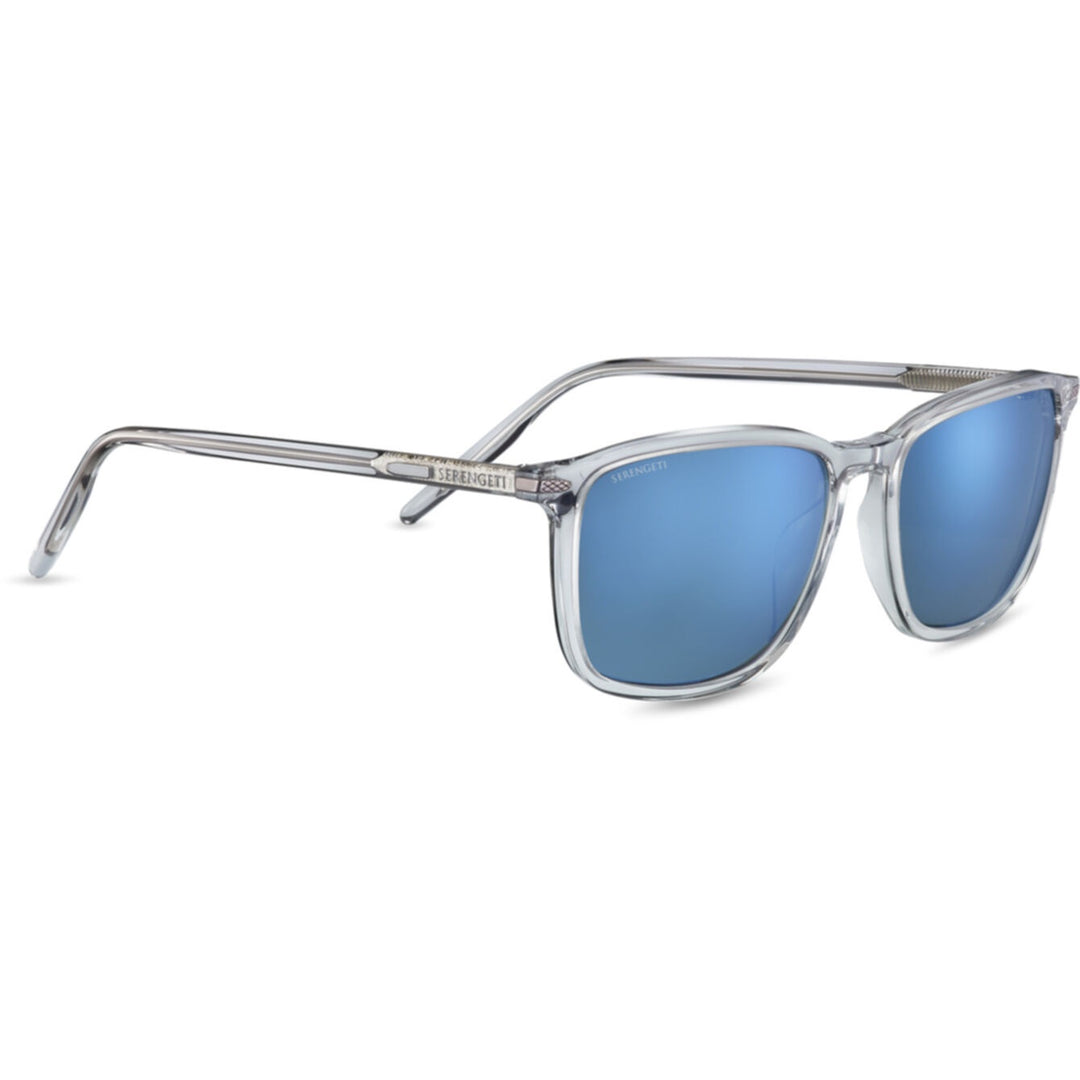Serengeti Sunglasses - Lenwood - Shiny Crystal with Blue Lens (6858376282189)