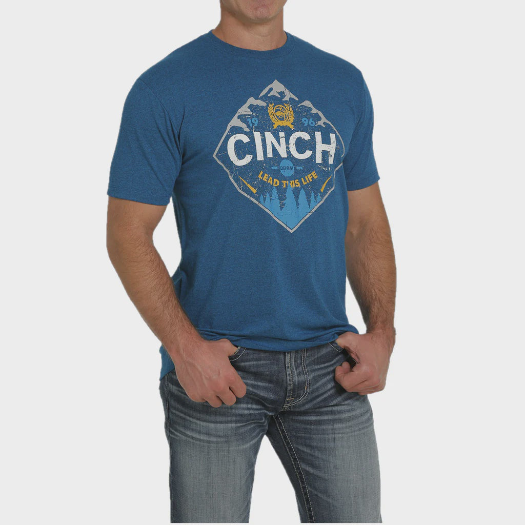 Mens Cinch Mountain Logo Tee Tshirt - Teal (6852747690061)