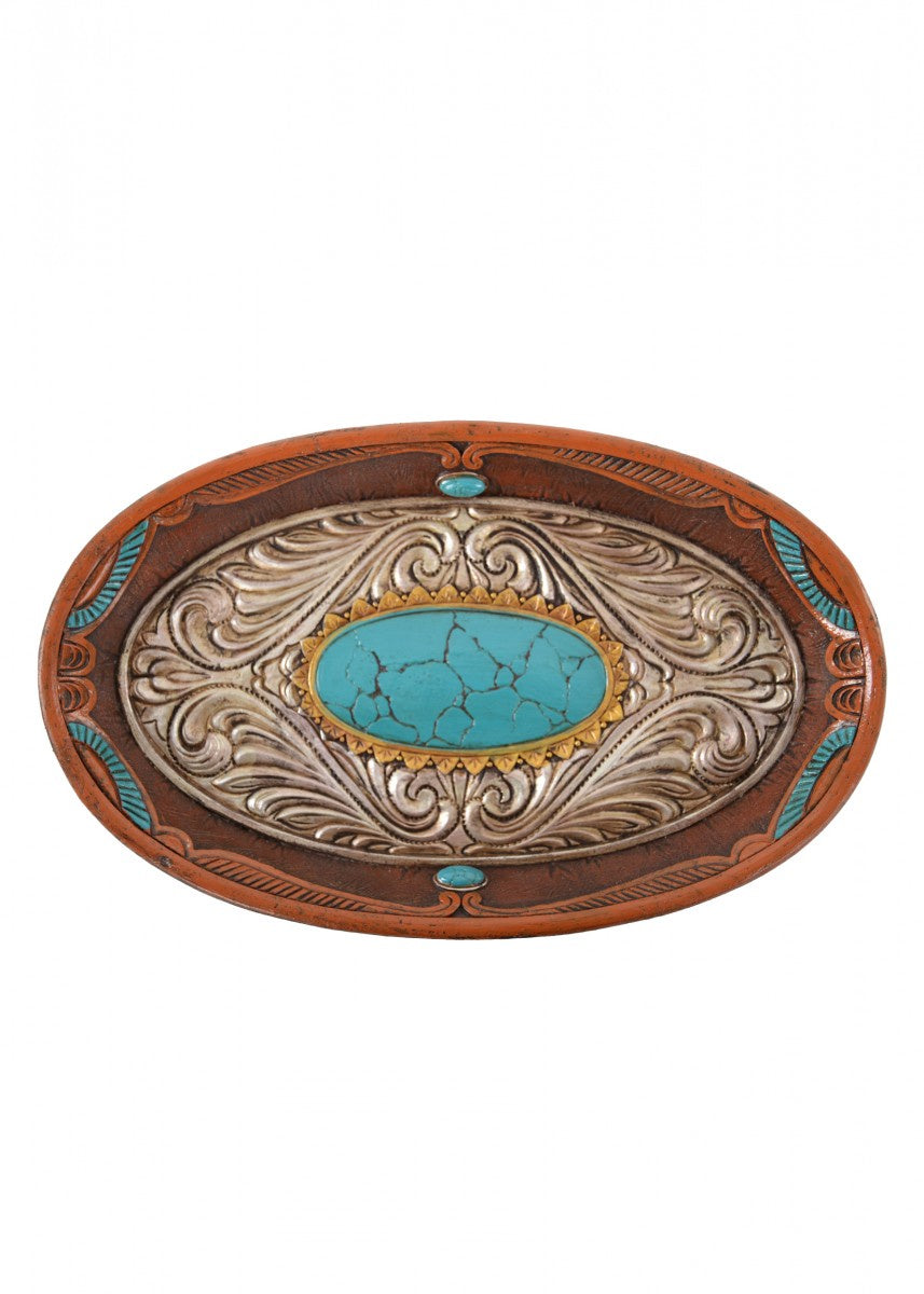 Pure Western Baroque Silver &amp; Turquoise Tray (6711824842829)