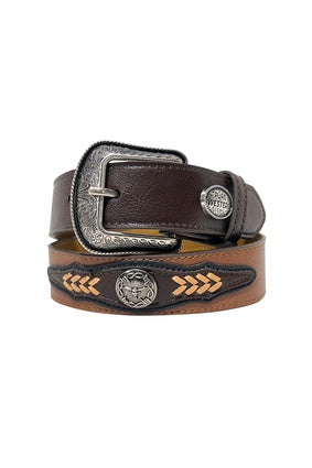 Kids Pure Western Wesley Belt - Tan / Choc (6895087321165)