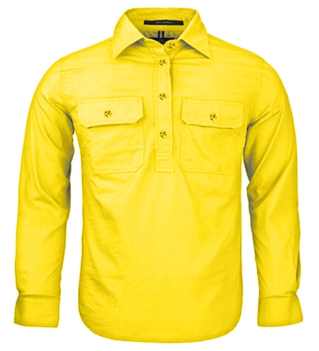 Kids Pilbara Long Sleeve 1/2 Button Workshirt (3759741993037)
