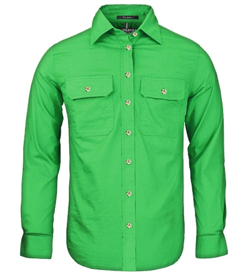 Womens Pilbara L/S Full Button Workshirt - Emerald (6884976721997)
