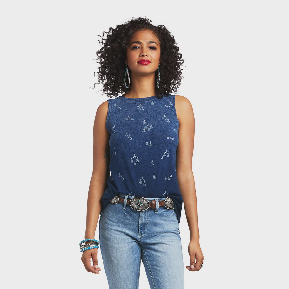 Womens Ariat District Denim Jersey Cotton Tank - Indigo (6809297616973)