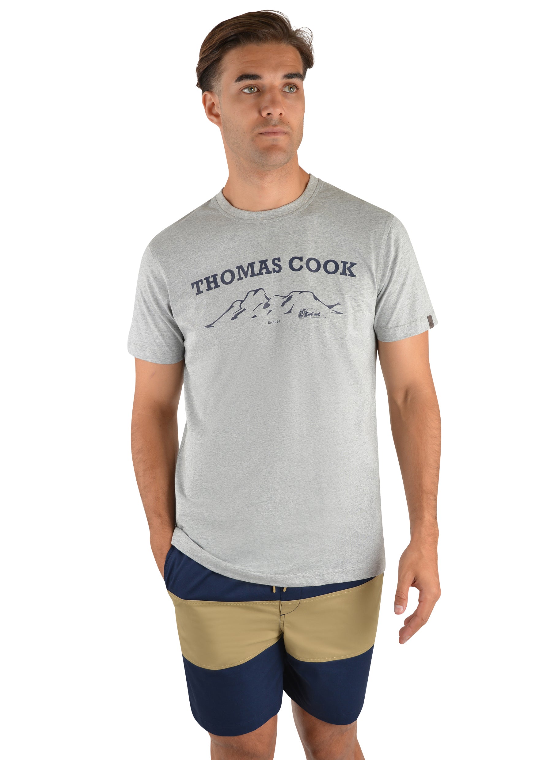 Mens Thomas Cook Mount Tee Tshirt - Grey Marle (6785482981453)