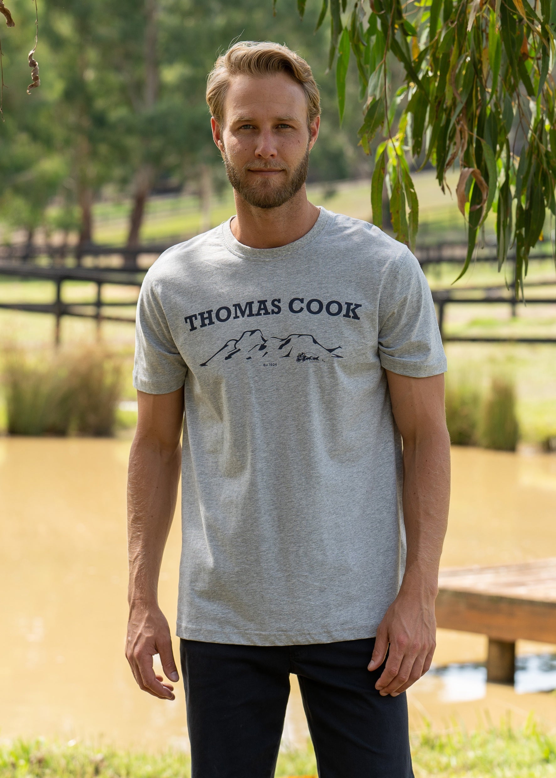 Mens Thomas Cook Mount Tee Tshirt - Grey Marle (6785482981453)