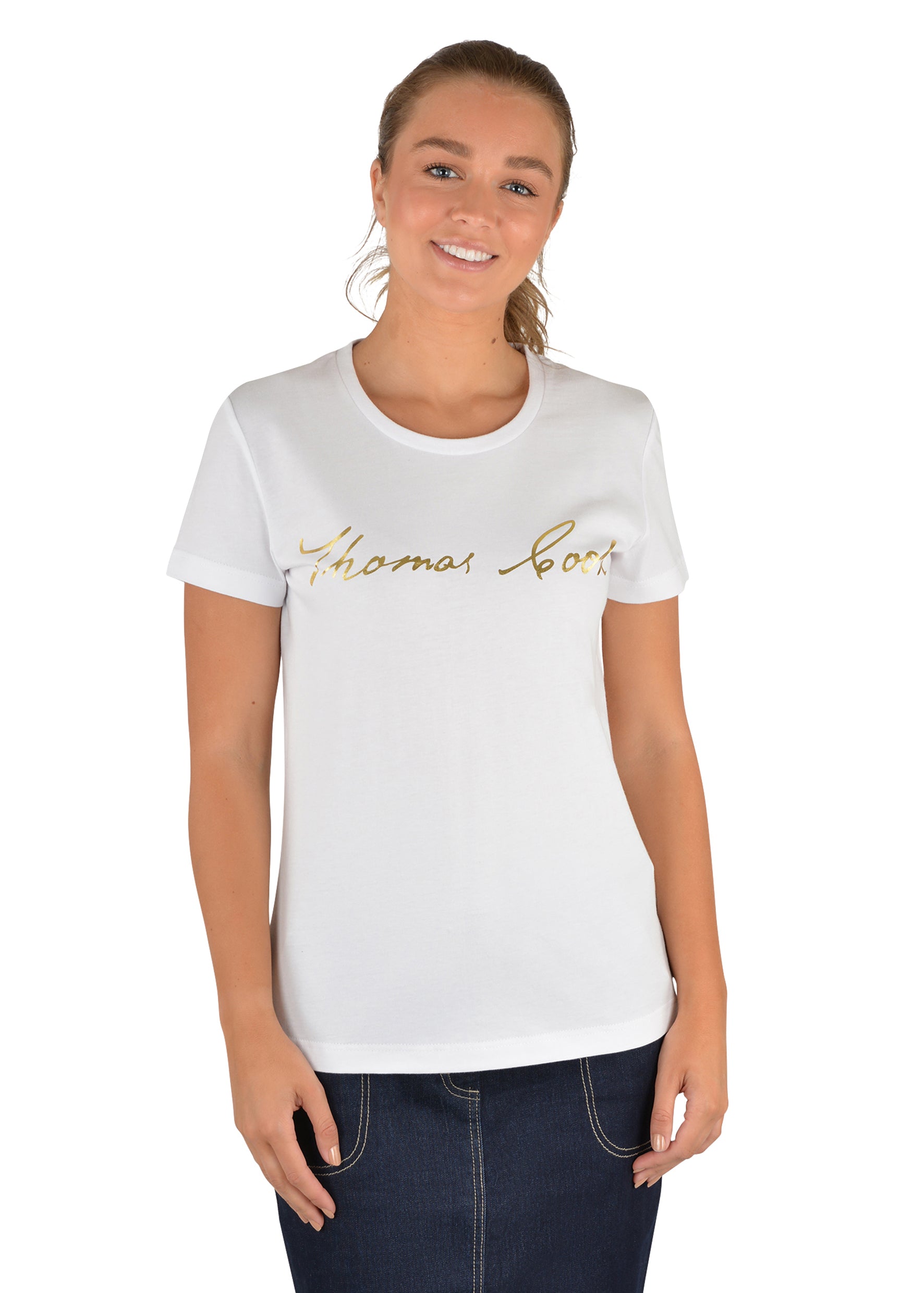 Womens Thomas Cook Script Tee Tshirt - White or Carbon (6785482227789)