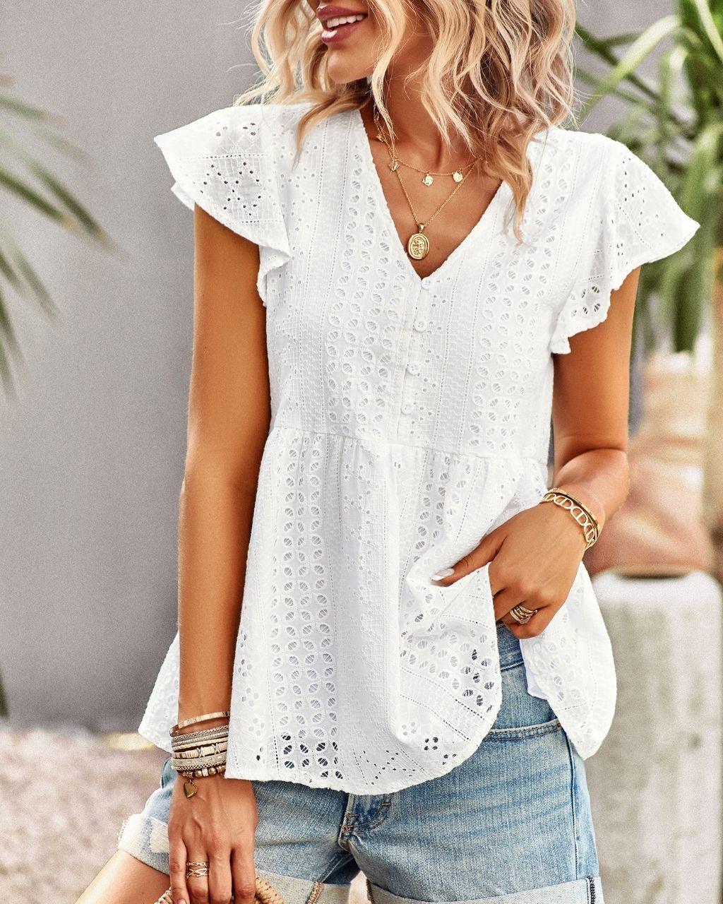 Womens Kendall Top - White or Coral (6902728163405)