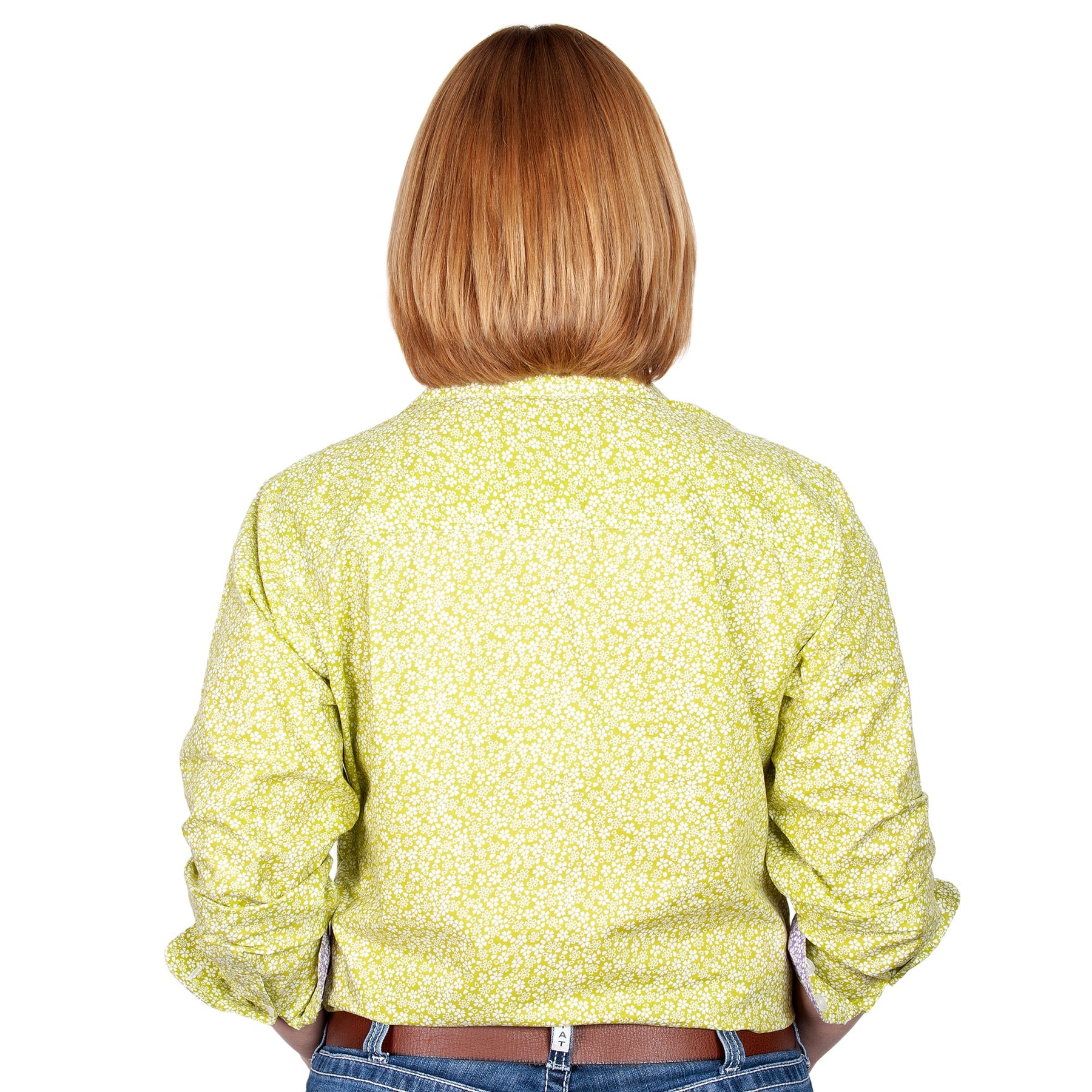 Womens Just Country Georgie 1/2 Button Workshirt - Lime Starflower (6717478535245)