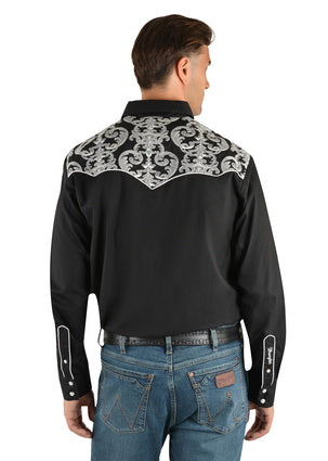 Mens Wrangler Keith Embroidered Shirt - Black (6785443004493)