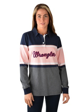 Womens Wrangler Betsy Rugby - Navy / Pink (6853271224397)