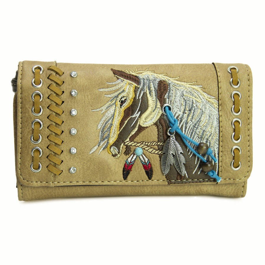 Ladies Purse- Indian Themed- Brown Faux Leather (6704401907789)