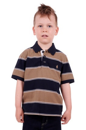 Boys Kids Thomas Cook Anderson Polo Shirt - Navy / Tan (6894296531021)