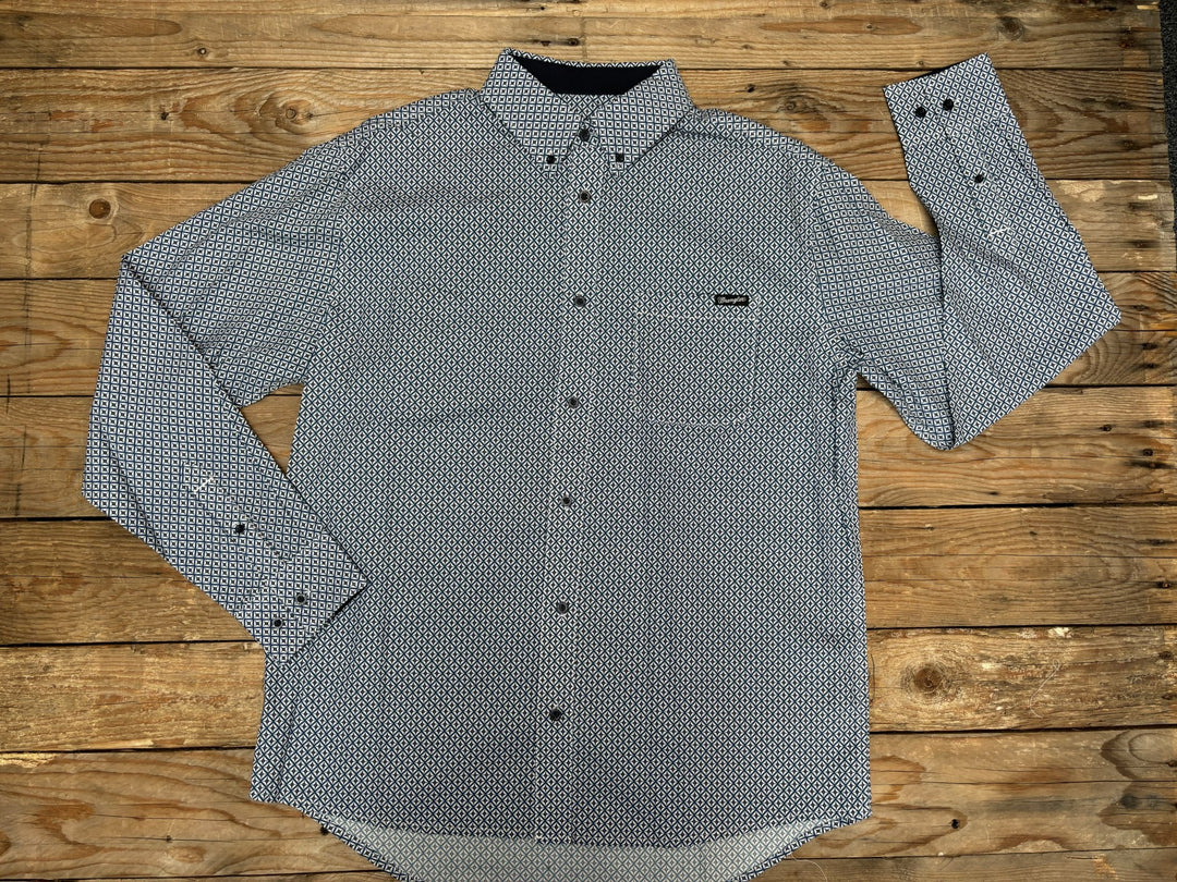 Mens Wrangler Bert LS Shirt - Navy / Tan (7021475496013)