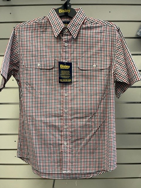 Mens Bisley SS Med Check Red Shirt s22 (6684326821965)
