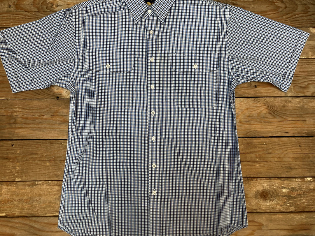 Mens Bisley S/S Micro Check Navy &amp; Light Blue (6904082563149)