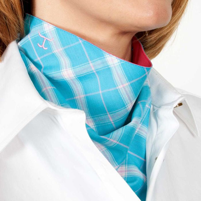 Womens Just Country Carlee Double Sided Scarf - Hot Pink / Aqua Plaid (6722753101901)